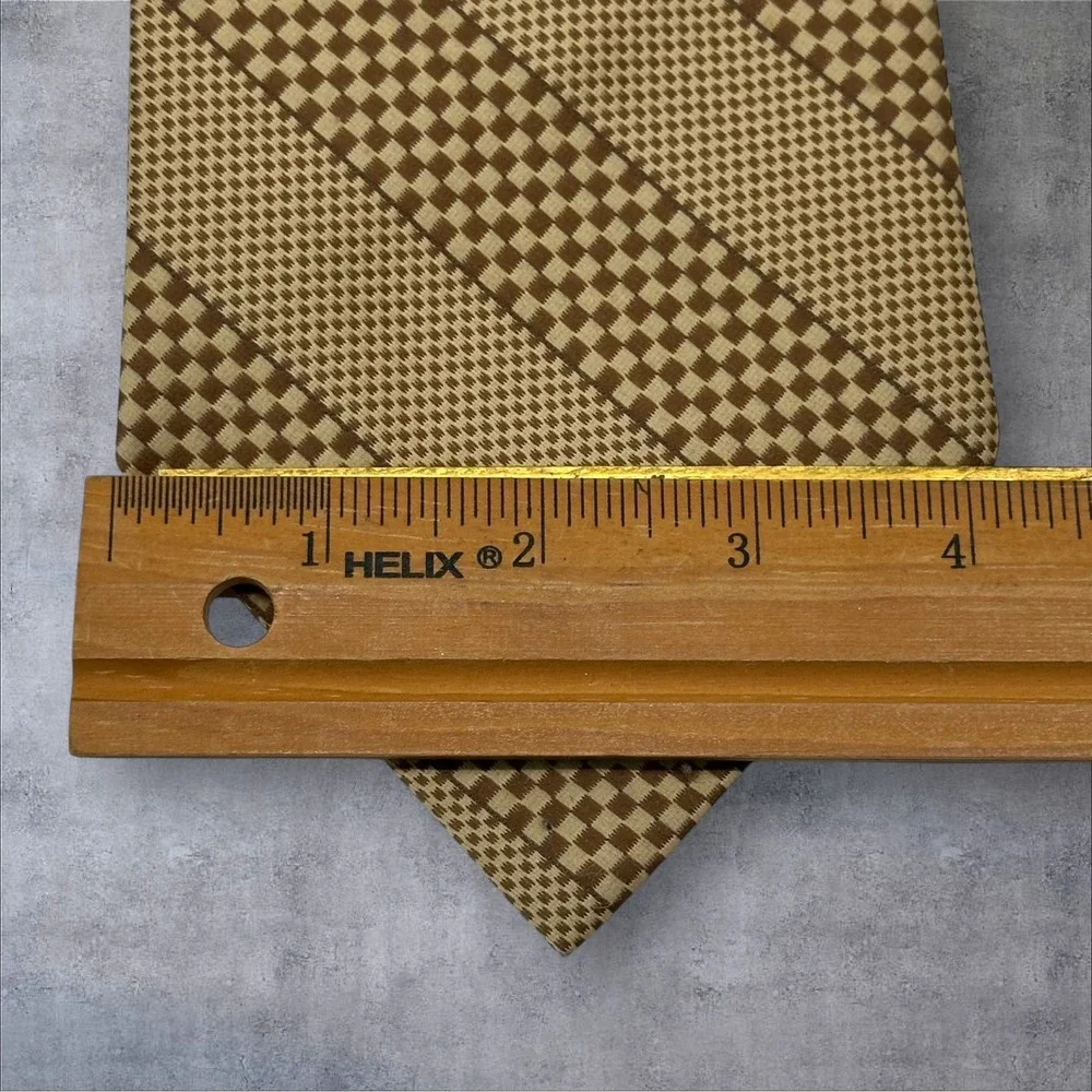 Lord Copley Vintage Silk Tie Tan Brown‎ Geometric Wide 4